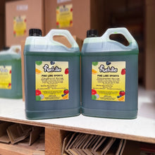Load image into Gallery viewer, Two large plastic jugs of PoshLife Pine Line Sports root beer mix sit on a wooden shelf in a warehouse-like setting with cardboard boxes in the background.