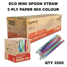 Load image into Gallery viewer, Eco Mini Spoon Straw 5 PLY Paper Multi Coloured Box 2200
