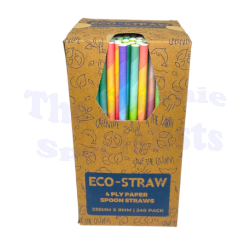Eco Spoon Straw 4 PLY Paper Multi Coloured Pack 240
