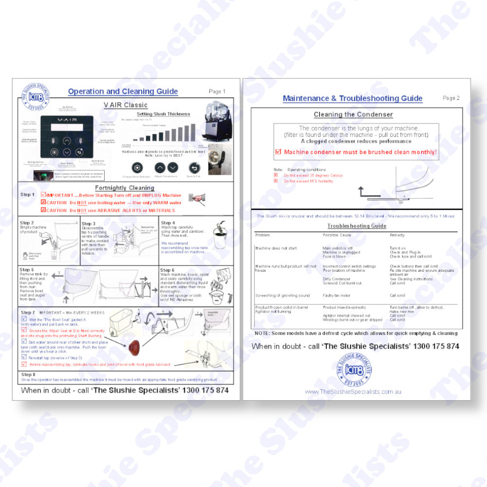 Laminated Instructions Sheet - V AIR CLASSIC