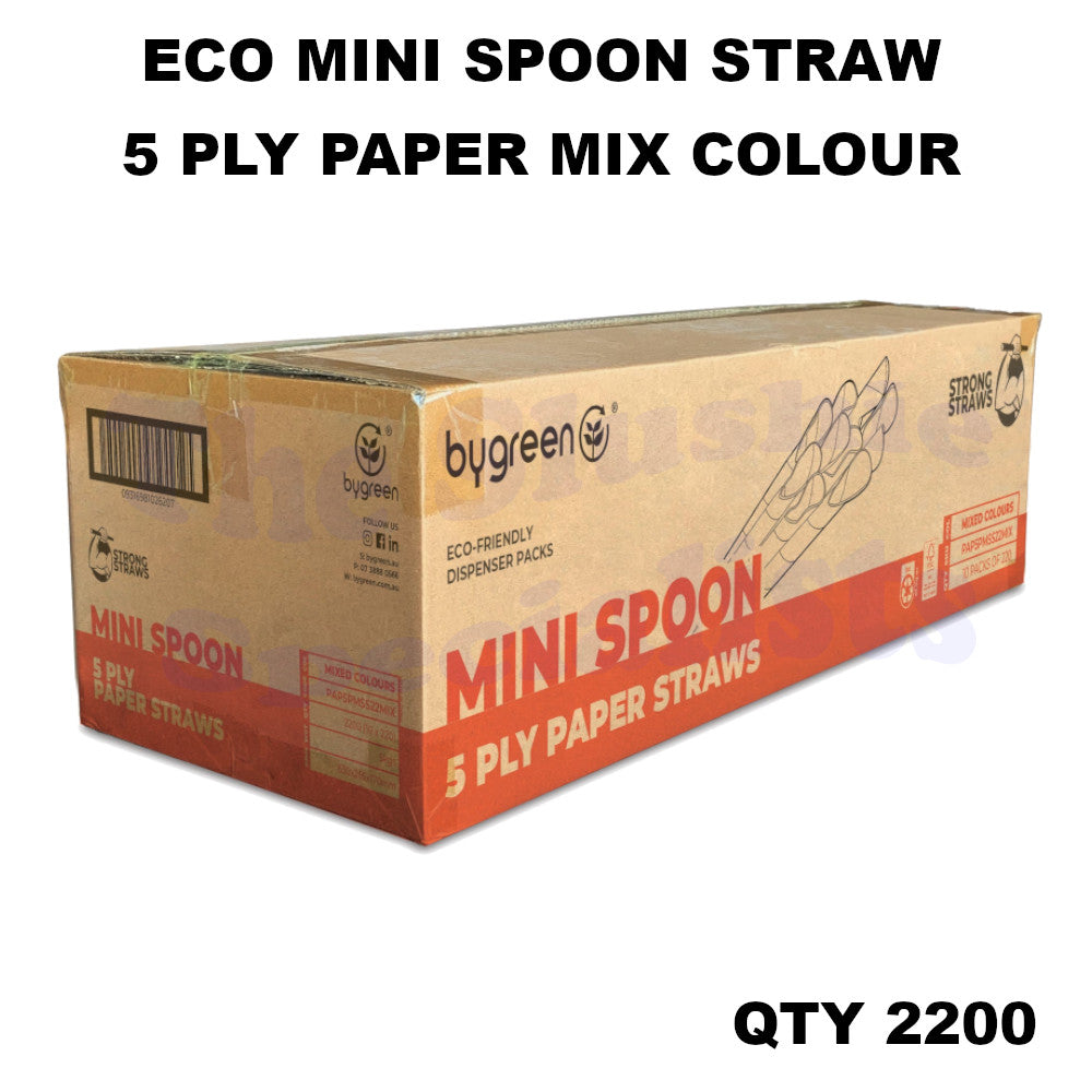 Eco Mini Spoon Straw 5 PLY Paper Multi Coloured Box 2200